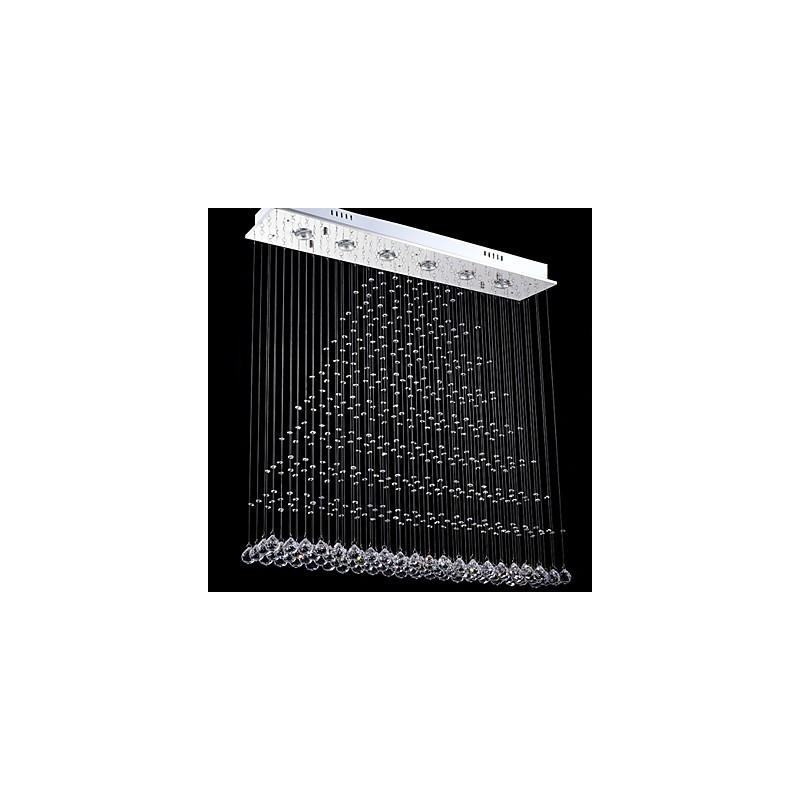 Rektangel Crystal Pendel Light Loftslysekrone Belysning Lamper Armaturer