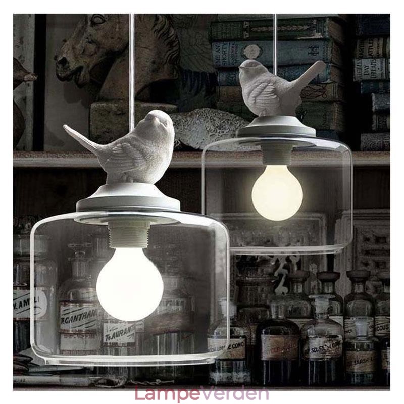 Retro stil glas pendel Light Little Bird dekorativ belysning