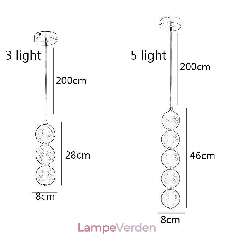 Pendel lys Akryl Beaded dekorativ belysning
