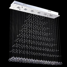 Rektangel Crystal Pendel Light Loftslysekrone Belysning Lamper Armaturer