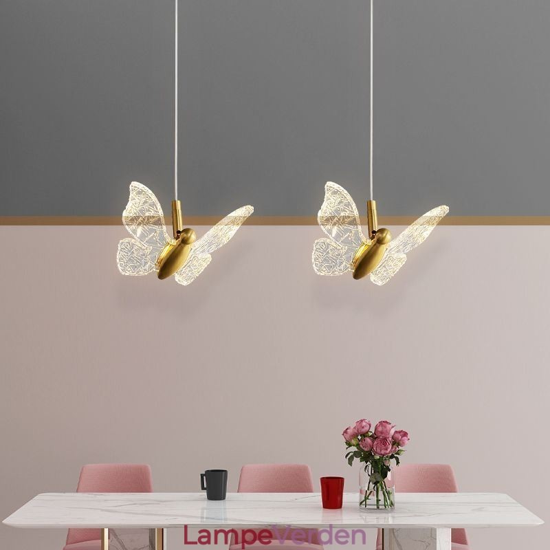 Pendel akryl sommerfugl loftslampe