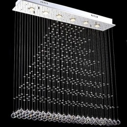 Rektangel Crystal Pendel Light Loftslysekrone Belysning Lamper Armaturer