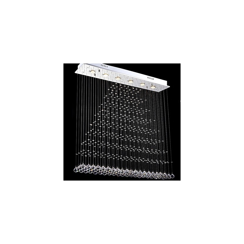 Rektangel Crystal Pendel Light Loftslysekrone Belysning Lamper Armaturer