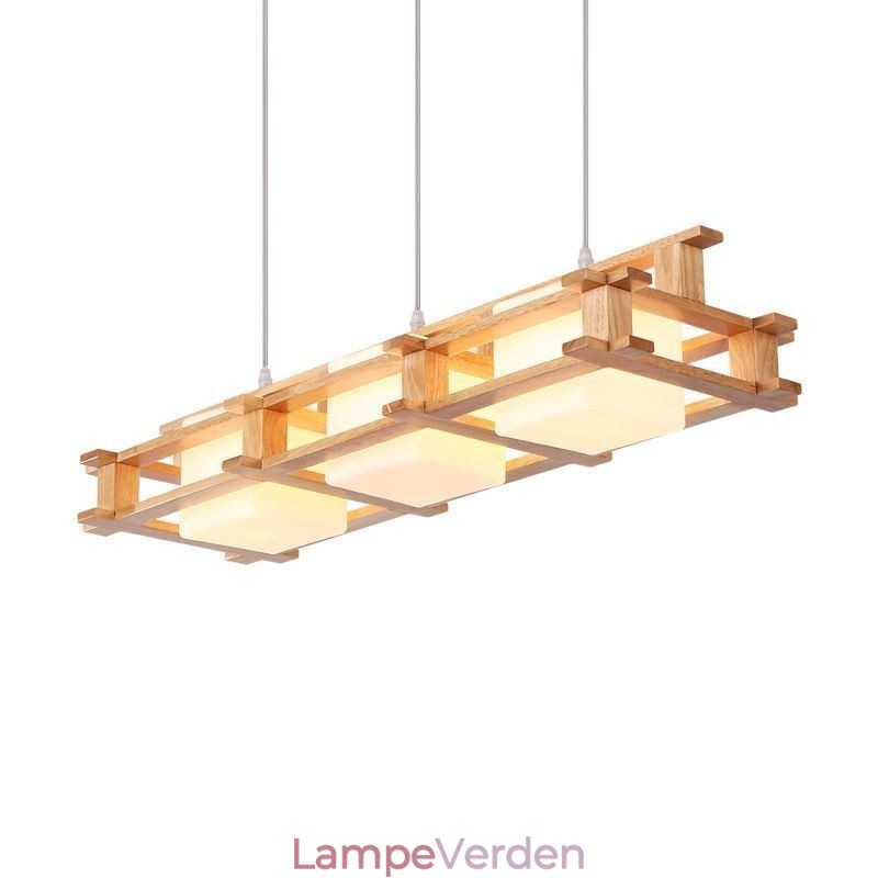 Creative 3 Lys Eg Pendel Lampe Dekorativ Træ Loftslys Cafe