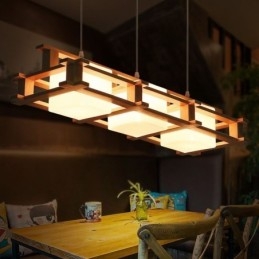 Creative 3 Lys Eg Pendel Lampe Dekorativ Træ Loftslys Cafe