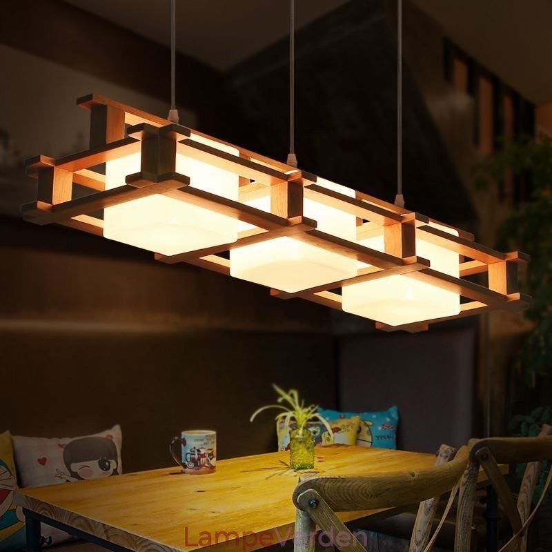 Creative 3 Lys Eg Pendel Lampe Dekorativ Træ Loftslys Cafe