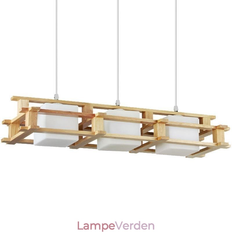 Creative 3 Lys Eg Pendel Lampe Dekorativ Træ Loftslys Cafe