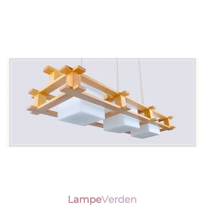 Creative 3 Lys Eg Pendel Lampe Dekorativ Træ Loftslys Cafe