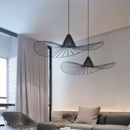 Iron Pendel Light Simple Straw Hat Lamp 1 Light