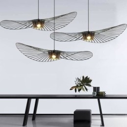 Iron Pendel Light Straw Hat Lamp 1 Light