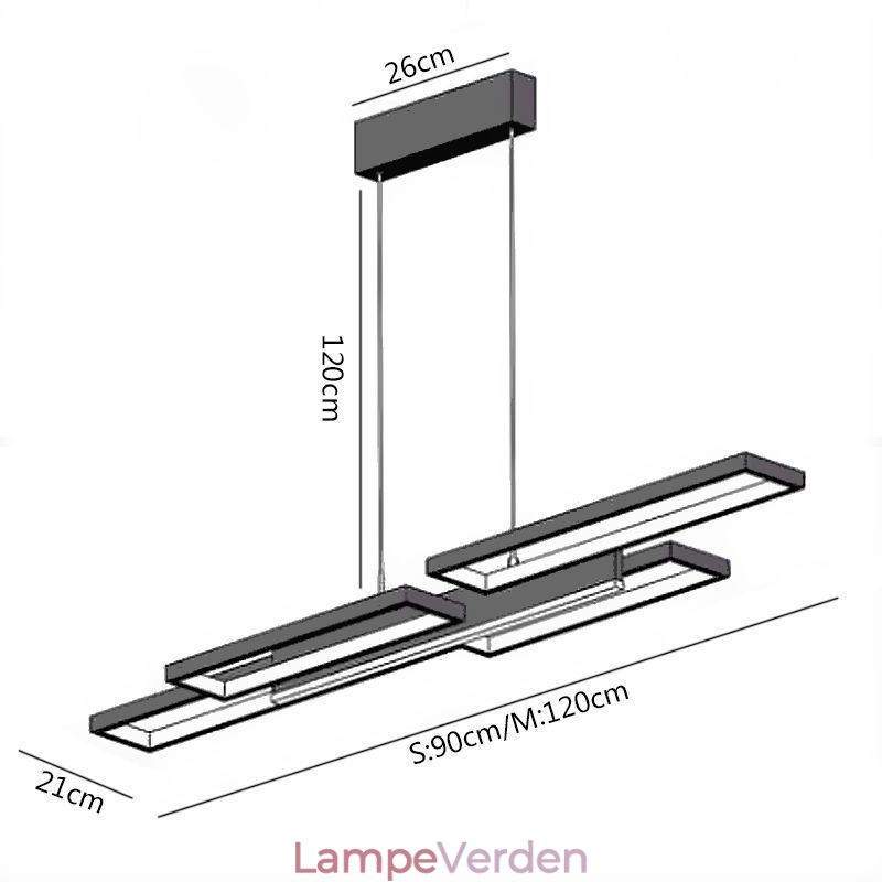 Moderne pendel vandret loftslampe