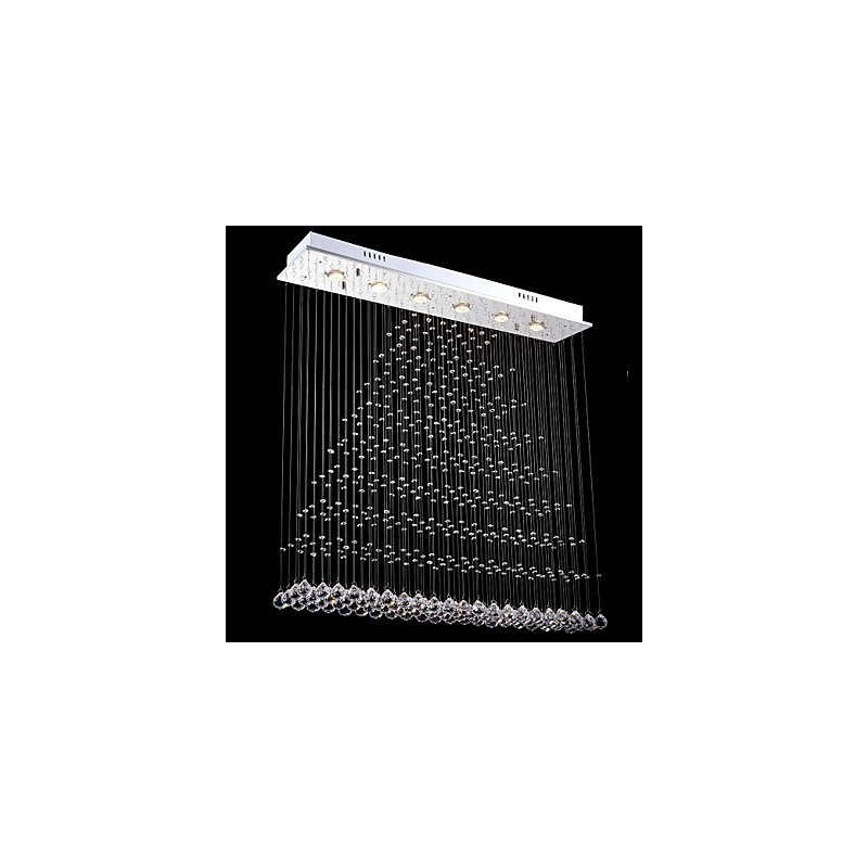 Rektangel Crystal Pendel Light Loftslysekrone Belysning Lamper Armaturer