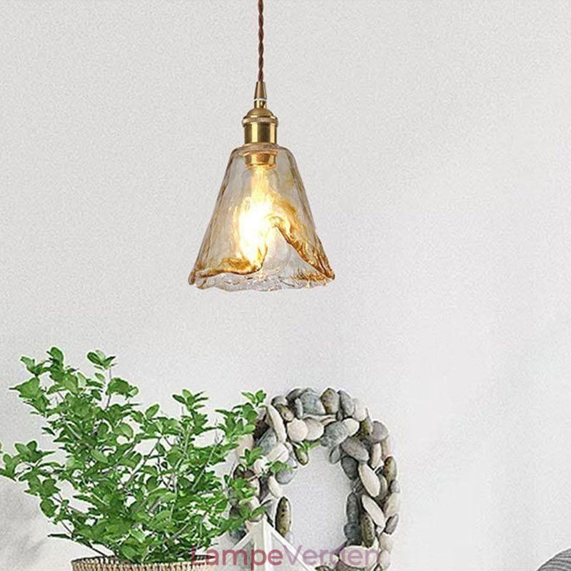 Unik mini glas pendel japansk stil ravfarve dekorativ belysning