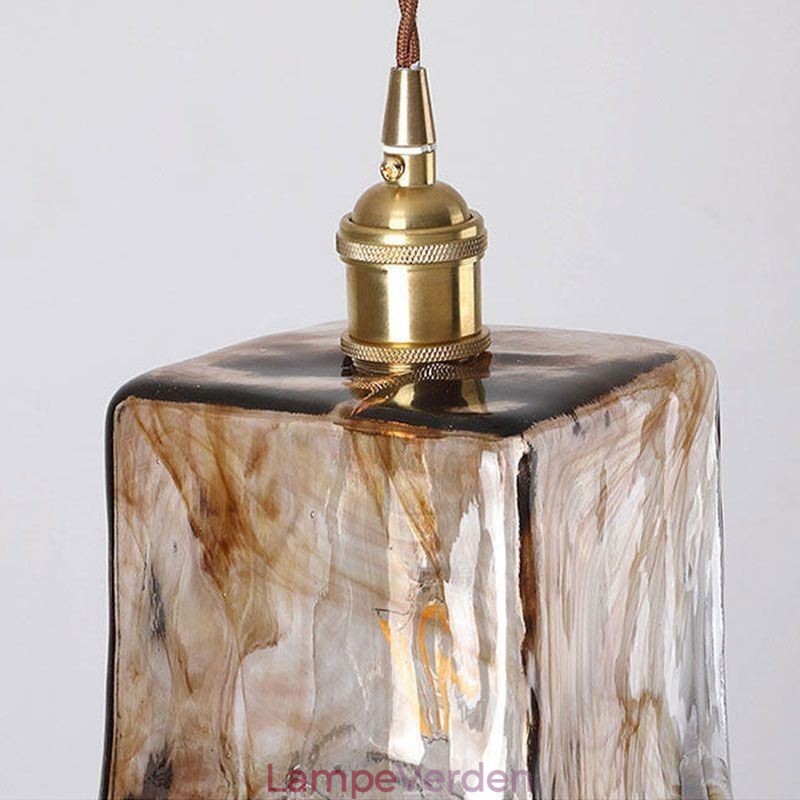 Unik mini glas pendel japansk stil ravfarve dekorativ belysning