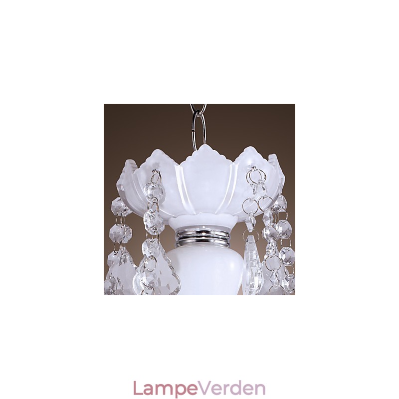 Elegant krystallysekrone med 5 lys i hvid