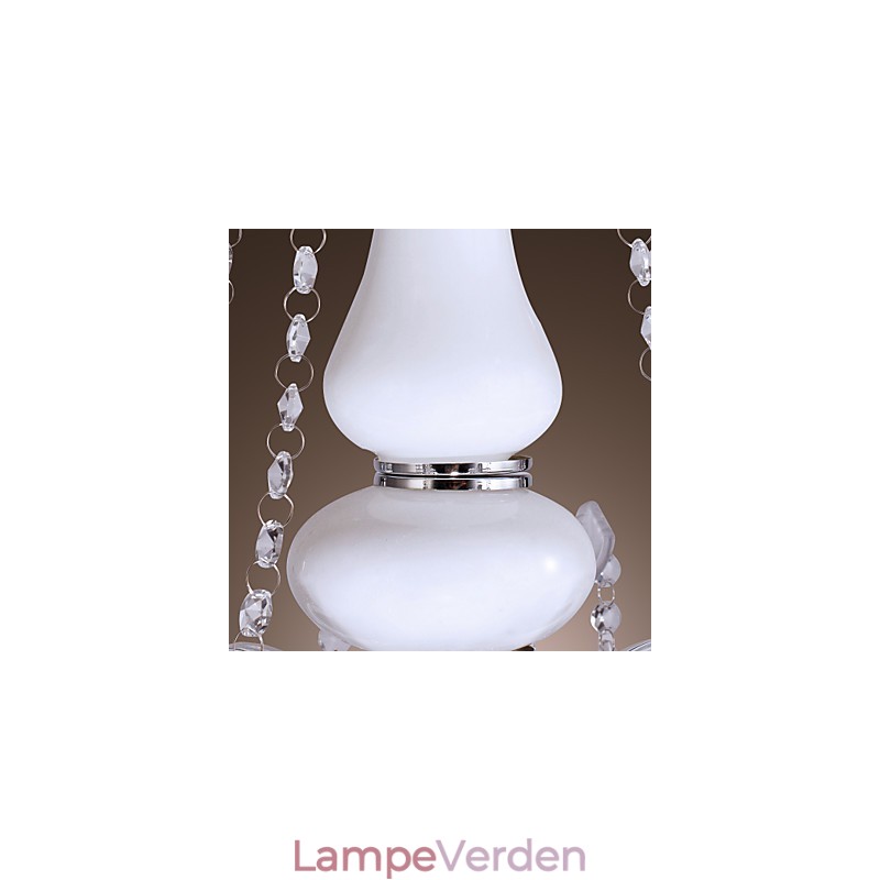 Elegant krystallysekrone med 5 lys i hvid