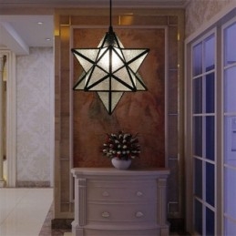 Europæisk farvet glas pendel Creative Star Pendel lampe