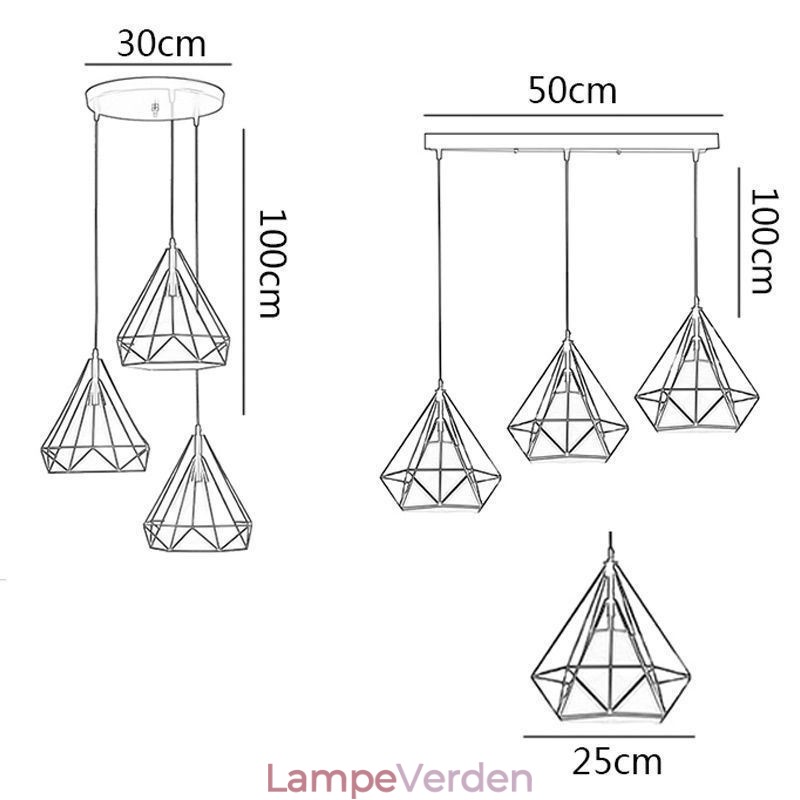 Diamantformet pendel moderne minimalistisk dekorativ lysarmatur