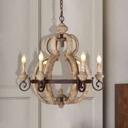 Træ Pendel Nordic Retro Loftslampe