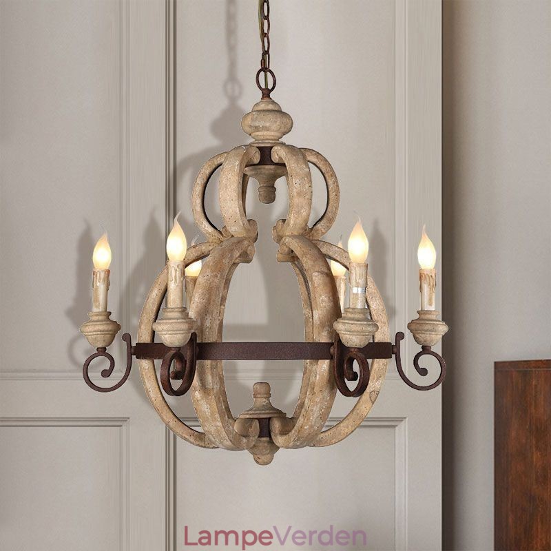 Træ Pendel Nordic Retro Loftslampe