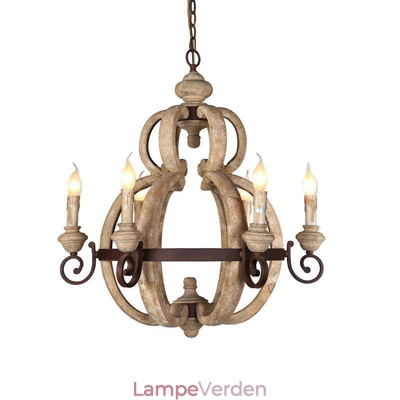 Træ Pendel Nordic Retro Loftslampe