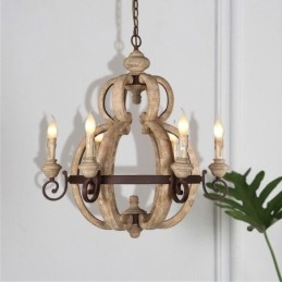 Træ Pendel Nordic Retro Loftslampe