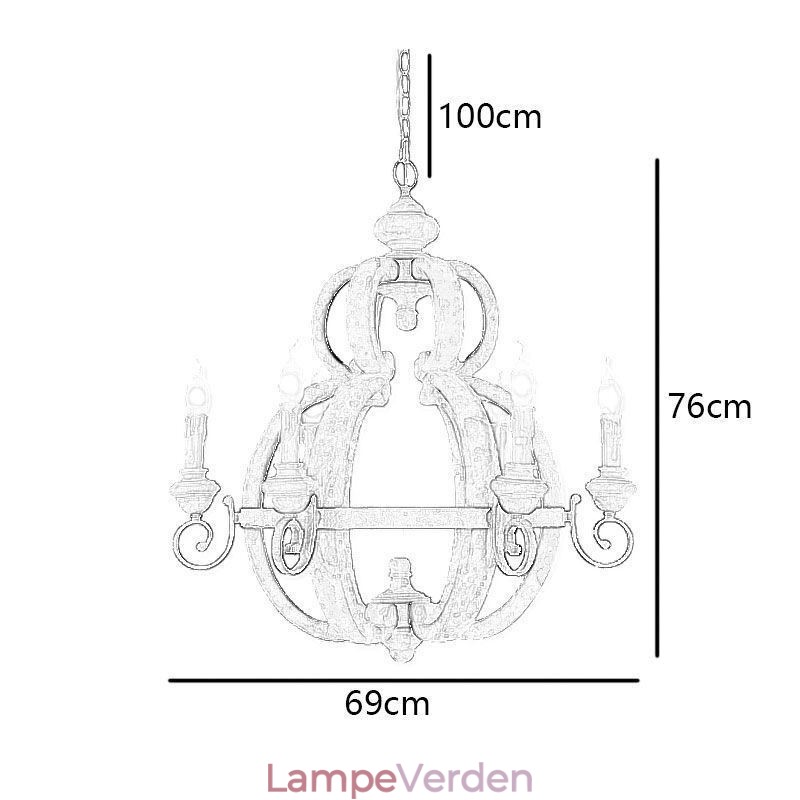 Træ Pendel Nordic Retro Loftslampe