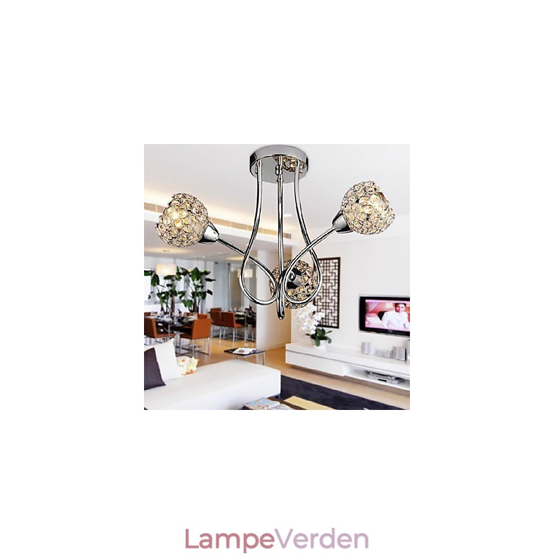 Modern Shining 3 Light Flush Mount i krystaldesign