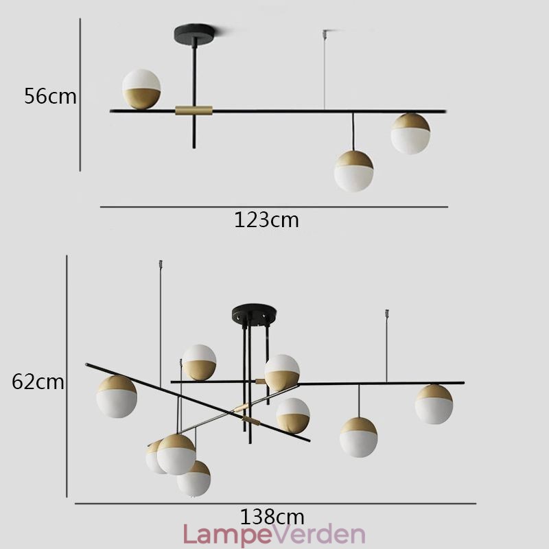 Glaskugle lysekrone loftslampe