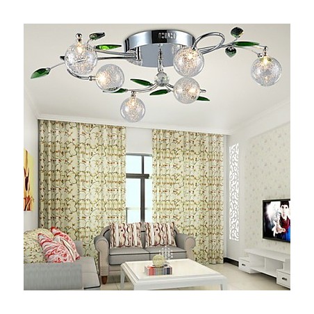 Lysekrone 6 Light Country Aluminium Glas Krom