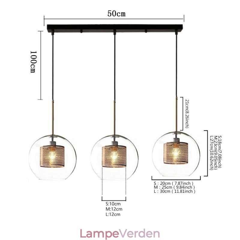 Minimalistisk Glas Cluster Pendel Light 3 Light Ceiling Light Island