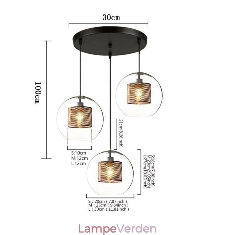 Minimalistisk Glas Cluster Pendel Light 3 Light Ceiling Light Island