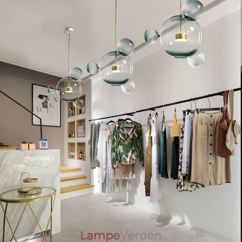 Pendellampe Glas Boble Loft Lys Gradient Grøn Lampe