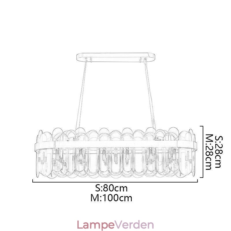 Minimalistisk glas pendel Unik farve rektangel loft lys ø
