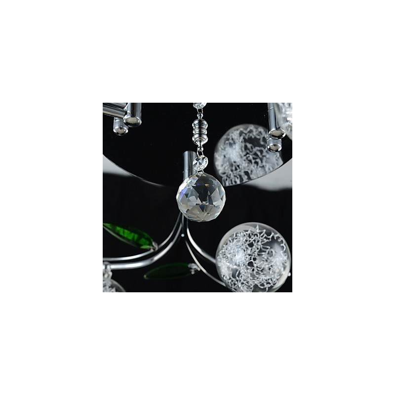 Lysekrone 6 Light Country Aluminium Glas Krom