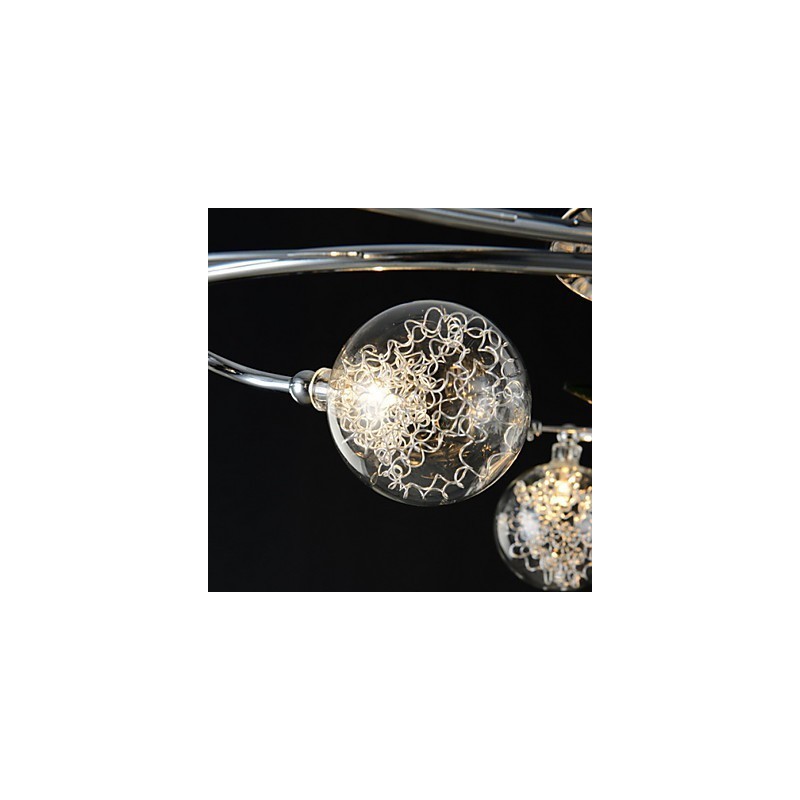 Lysekrone 6 Light Country Aluminium Glas Krom