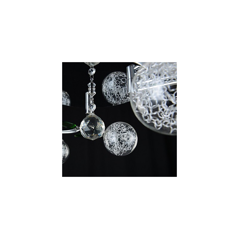 Lysekrone 6 Light Country Aluminium Glas Krom