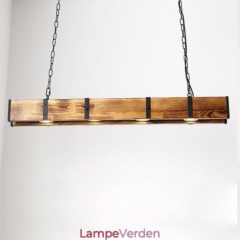 Industriel stil Pendel lys rektangel træ loft lys ø