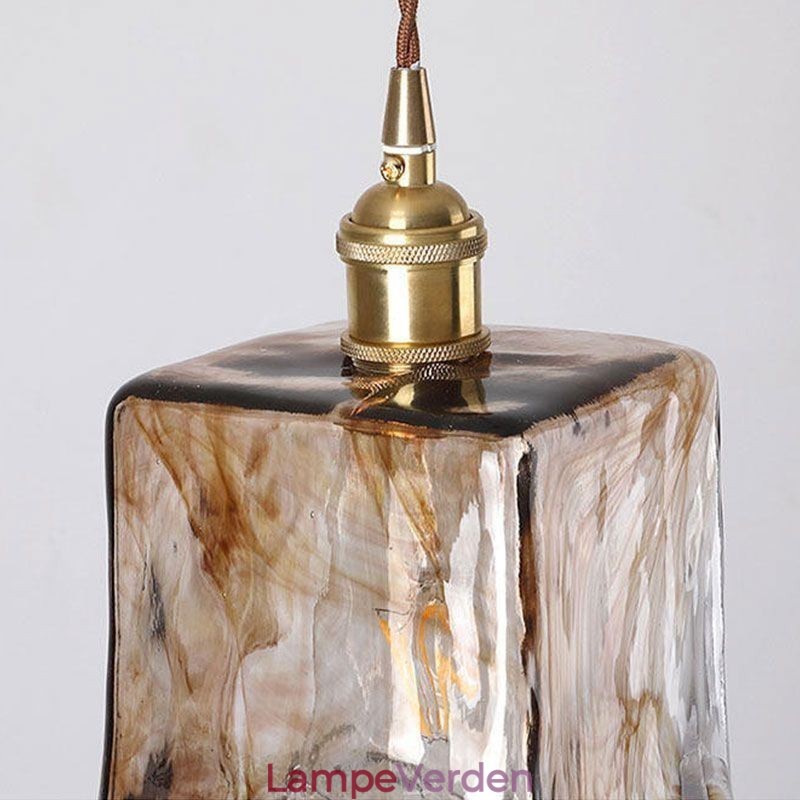 Unik mini glas pendel japansk stil ravfarve dekorativ belysning