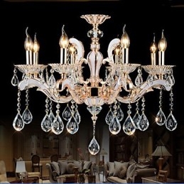 Europæisk stil luksus Candle Crystal Pendant zinklegering lamper