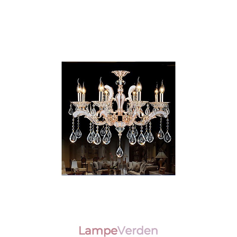 Europæisk stil luksus Candle Crystal Pendant zinklegering lamper
