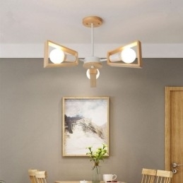 Moderne vifteformet lysekrone Elegant træ pendellampe