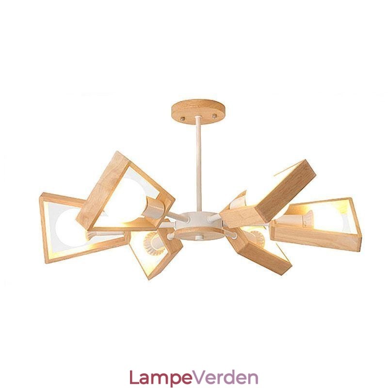 Moderne vifteformet lysekrone Elegant træ pendellampe
