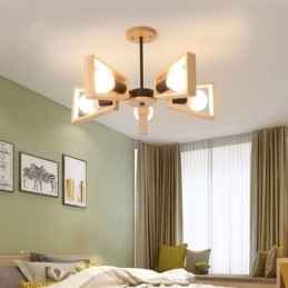 Moderne vifteformet lysekrone Elegant træ pendellampe