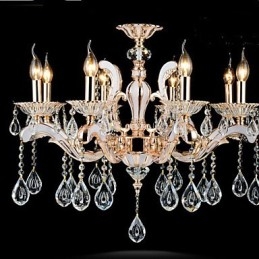 Europæisk stil luksus Candle Crystal Pendant zinklegering lamper