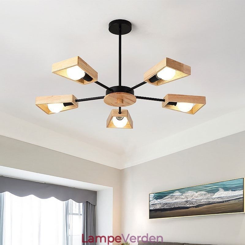 Moderne vifteformet lysekrone Elegant træ pendellampe