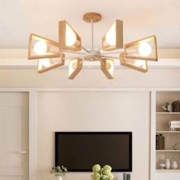 Moderne vifteformet lysekrone Elegant træ pendellampe
