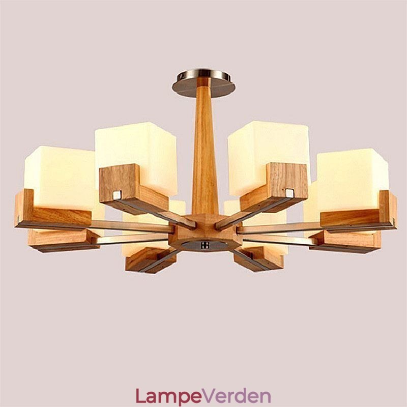 Nordic Wood Pendel Lampeskærm Lysekrone i glas
