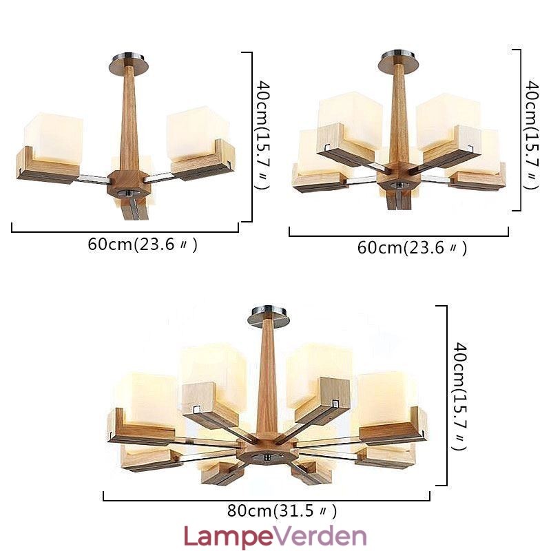 Nordic Wood Pendel Lampeskærm Lysekrone i glas