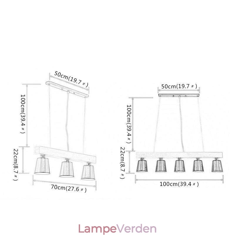 Nordic Wood Lysekrone Unik Lige Pendel Light Cafe